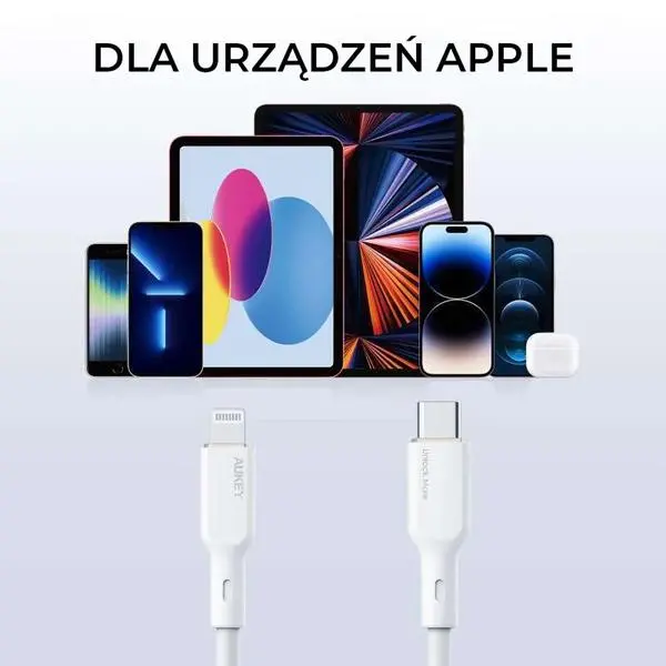 Kabel Aukey USB-C do Lightning MFi 27W 1,8m Biały