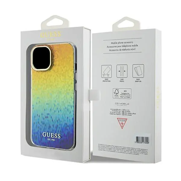 Etui Guess IML Faceted Mirror Disco Iridescent GUHCP14SHDECMI do iPhone 14 / 15 / 13
