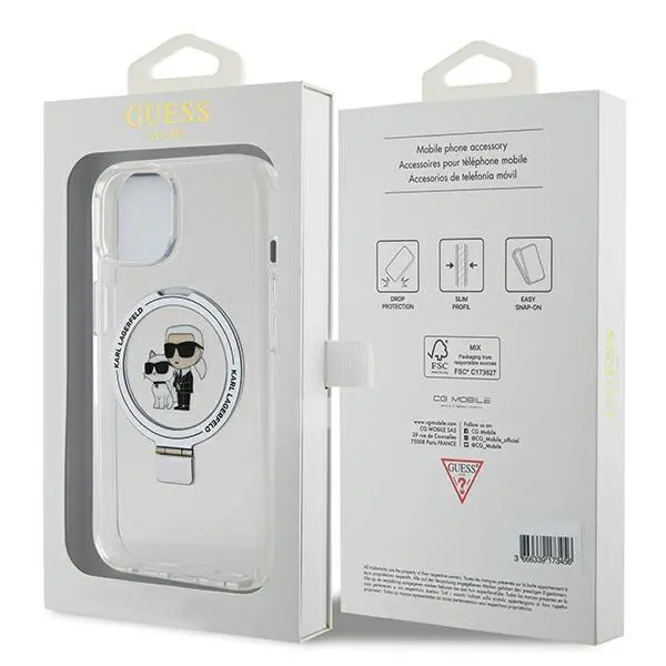 Etui Karl Lagerfeld Ring Stand Karl&Choupettte MagSafe KLHMP14SHMRSKCH do iPhone 14/15/13 Biały