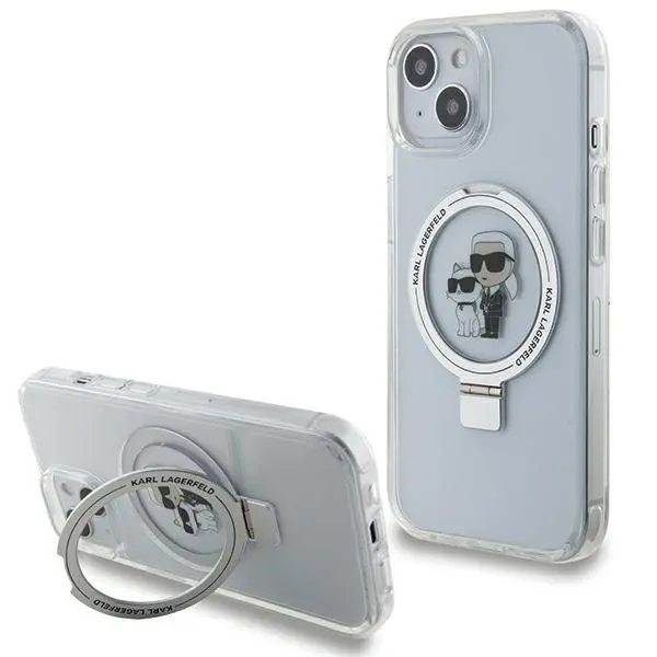 Etui Karl Lagerfeld Ring Stand Karl&Choupettte MagSafe KLHMP14SHMRSKCH do iPhone 14/15/13 Biały