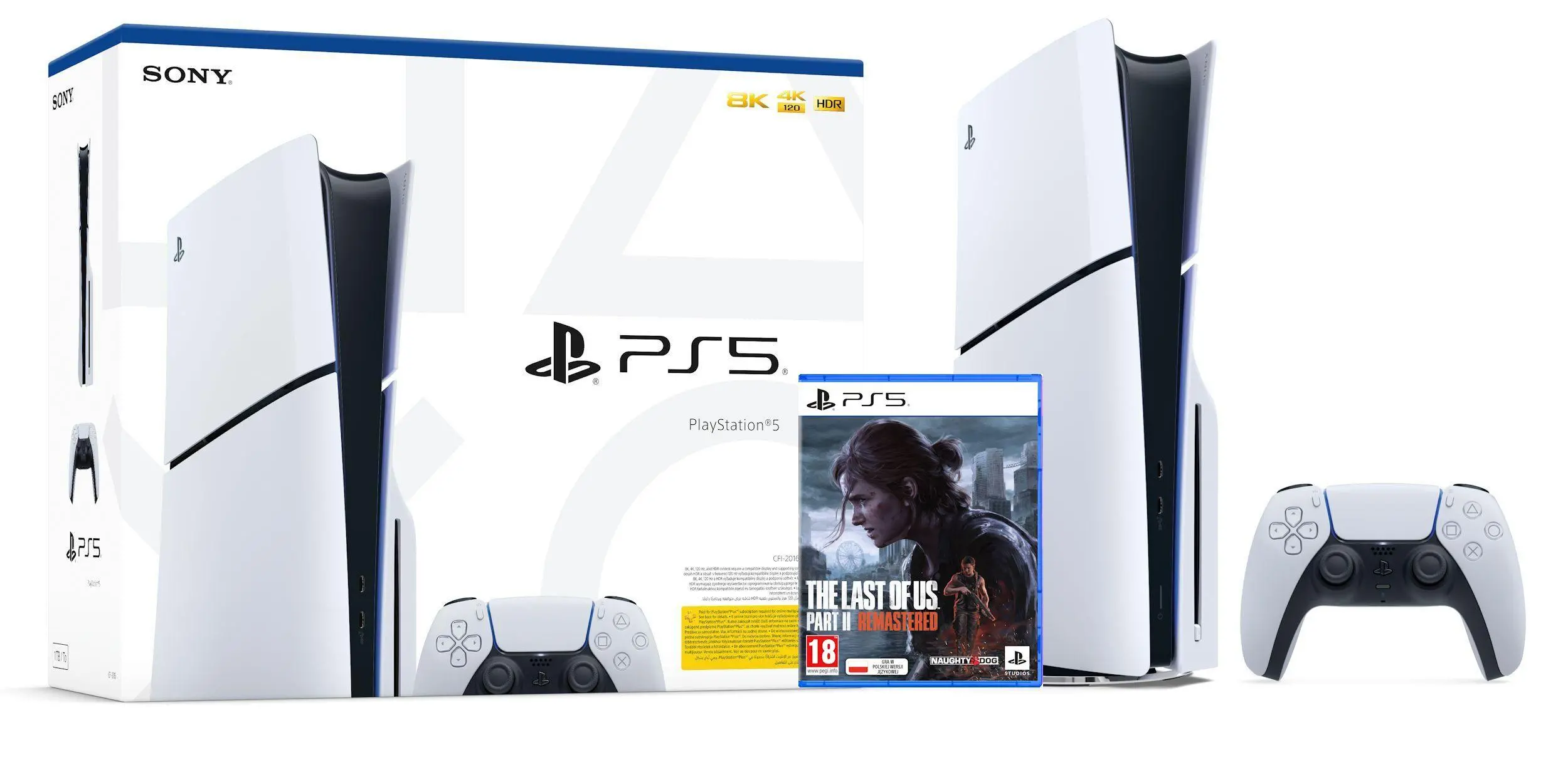 Konsola Sony PlayStation 5 Slim D Chassis (PS5) 1TB z napędem + The Last of Us Part II Remastered