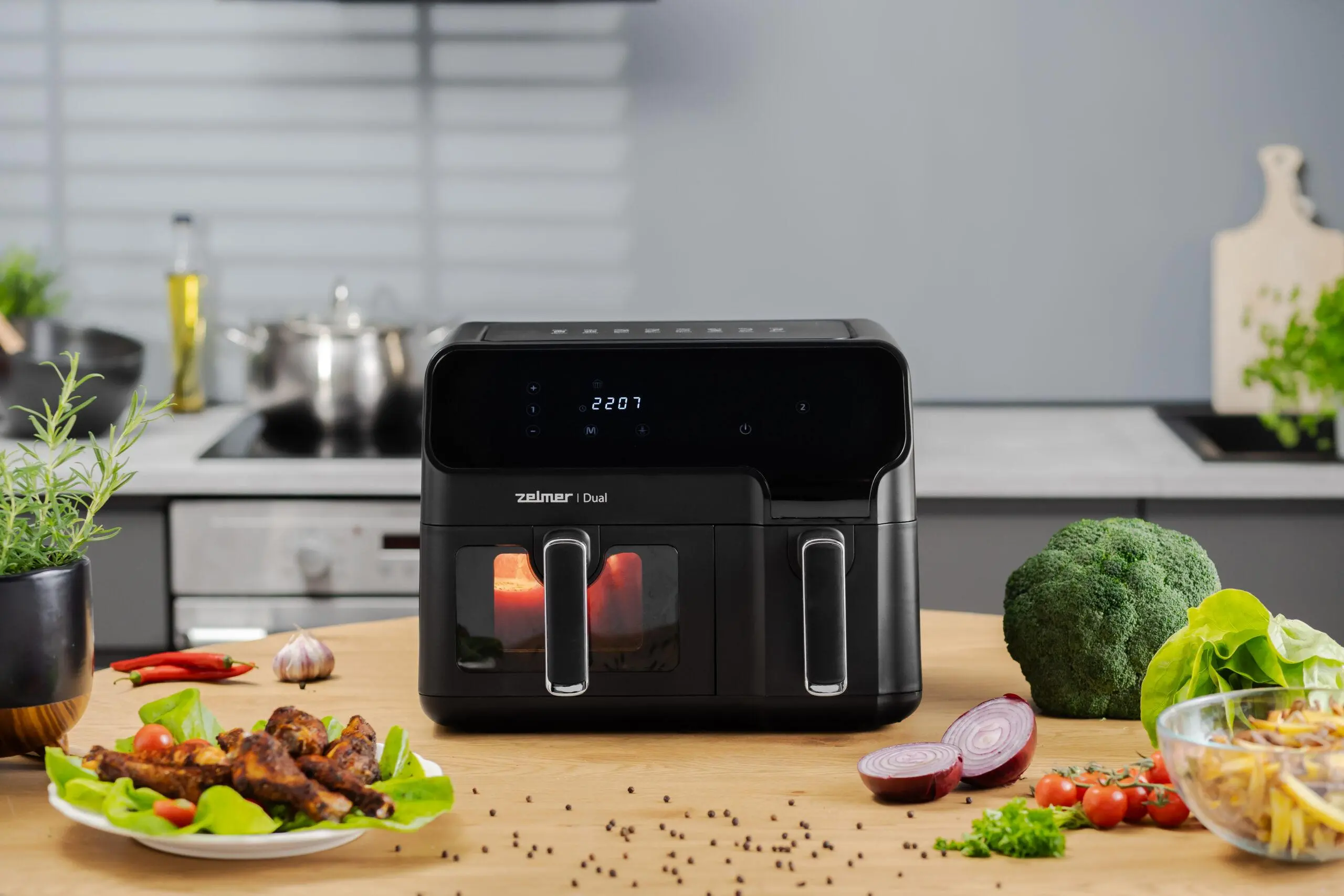Frytkownica beztłuszczowa Zelmer ZAF9000 Dual 2700W 9l