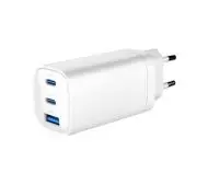 Gembird TA-UC-PDQC65-01-W, 1x USB, 2x USB-C, 65W, GaN, Biały
