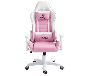 Fotel Cobra Rebel CR203 Gamingowy do 130kg Skóra ECO Różowo-biały