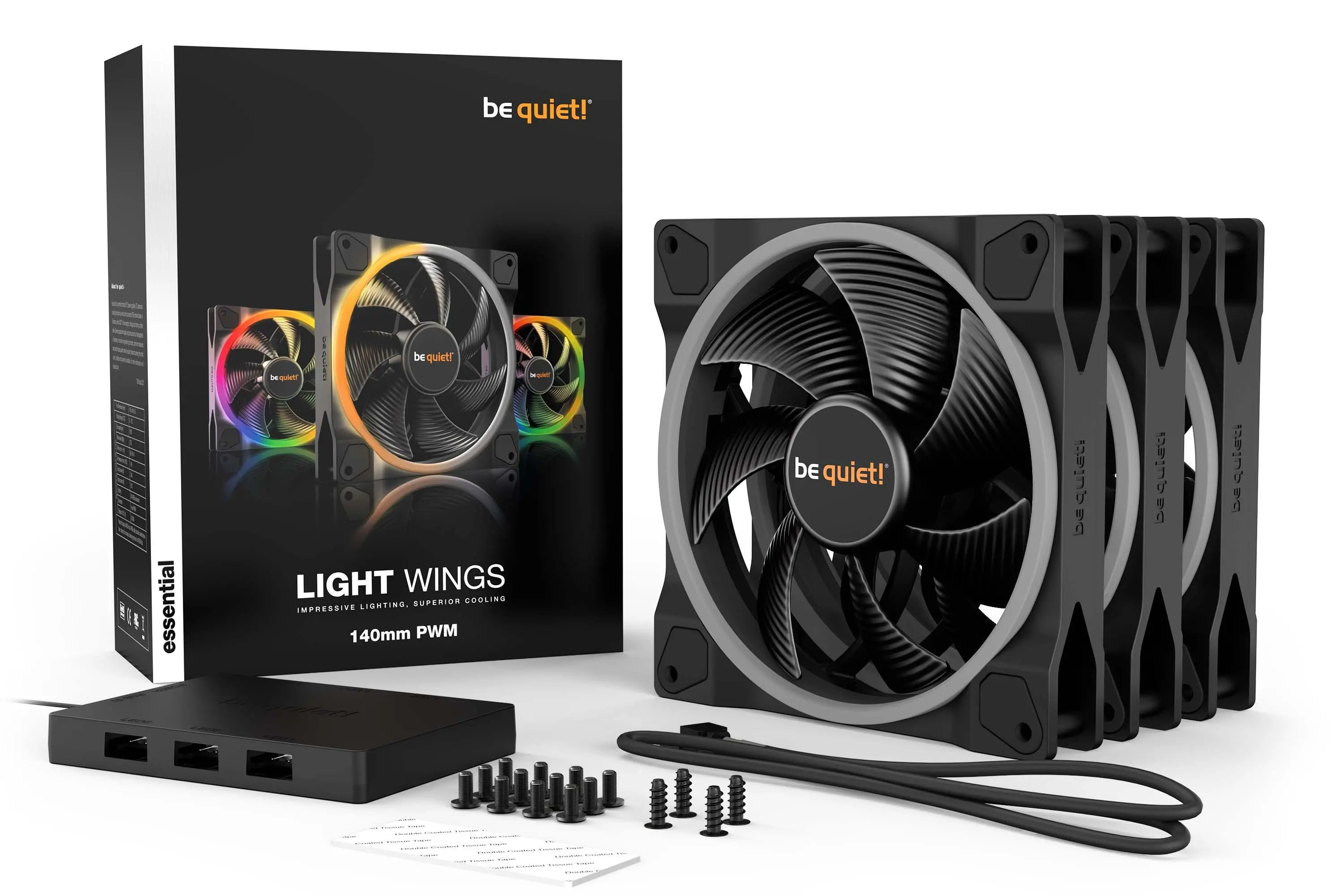 Wentylator be quiet! Light Wings PWM 140mm 3szt. Czarny