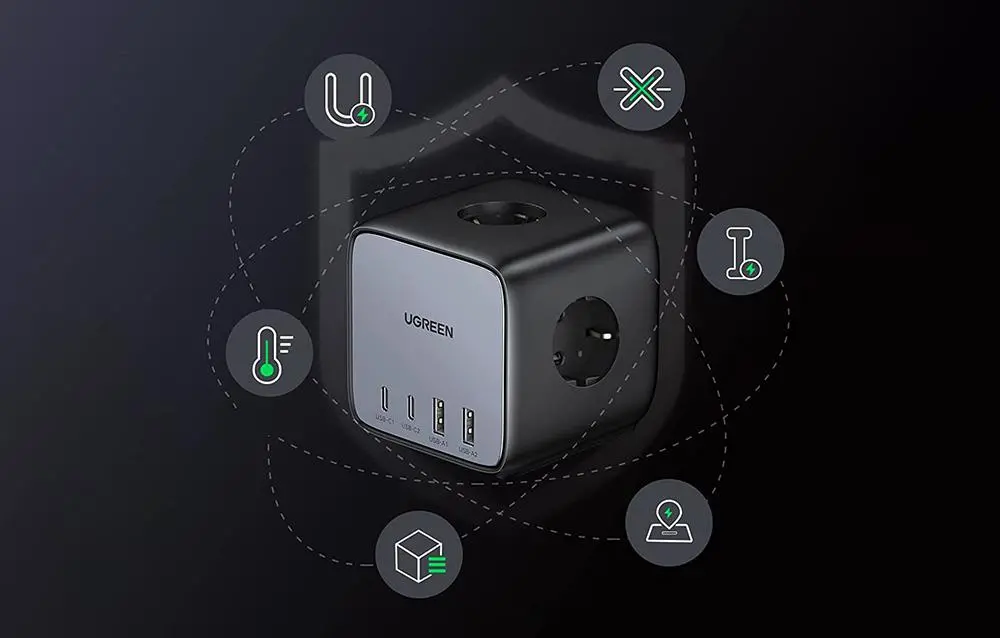 Listwa UGREEN CD268 3 gniazda 1,8m Szaro-czarny