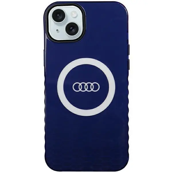 Etui AUDI IML Big Logo MagSafe Case AU-IMLMIP15M-Q5/D2-BE do iPhone 15 Plus Niebieski