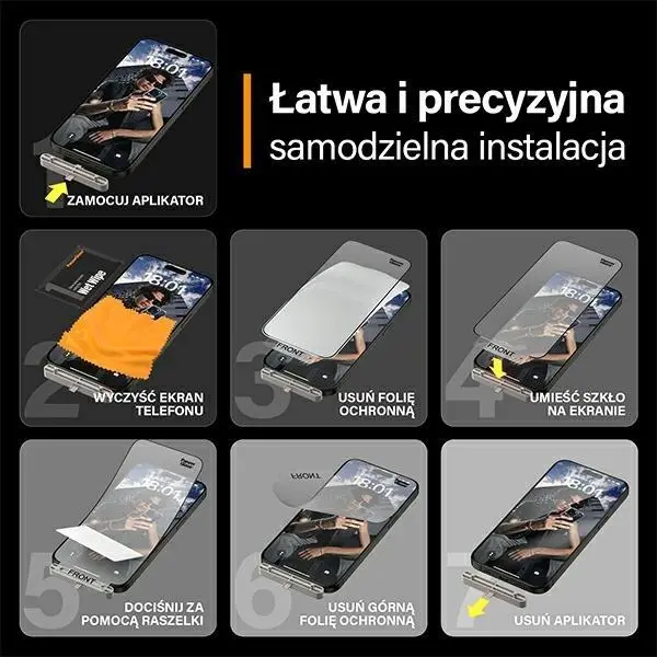 Szkło hybrydowe PanzerGlass Matrix D3O UWF iPhone 15 Pro Max Ultra-Wide-Fit rPET Screen Protection Easy Aligner Included