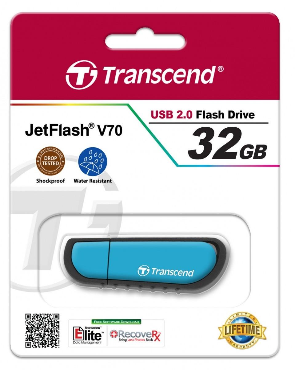PenDrive Transcend JetFlash V70 32GB USB 2.0 (niebieski)