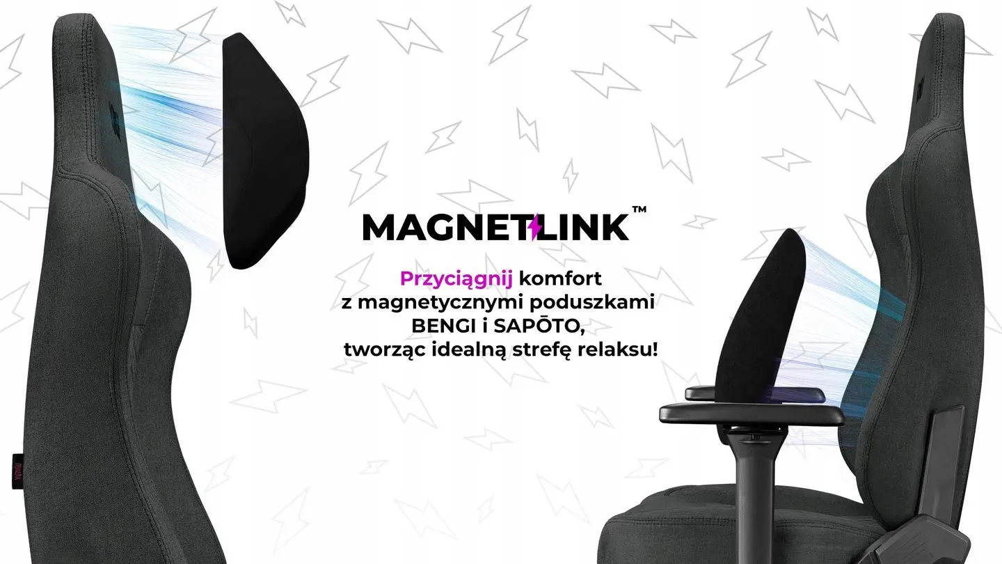 Fotel Yumisu 2053 Magnetic Materiał Biurowy do 150kg Tkanina Szaro-czarny