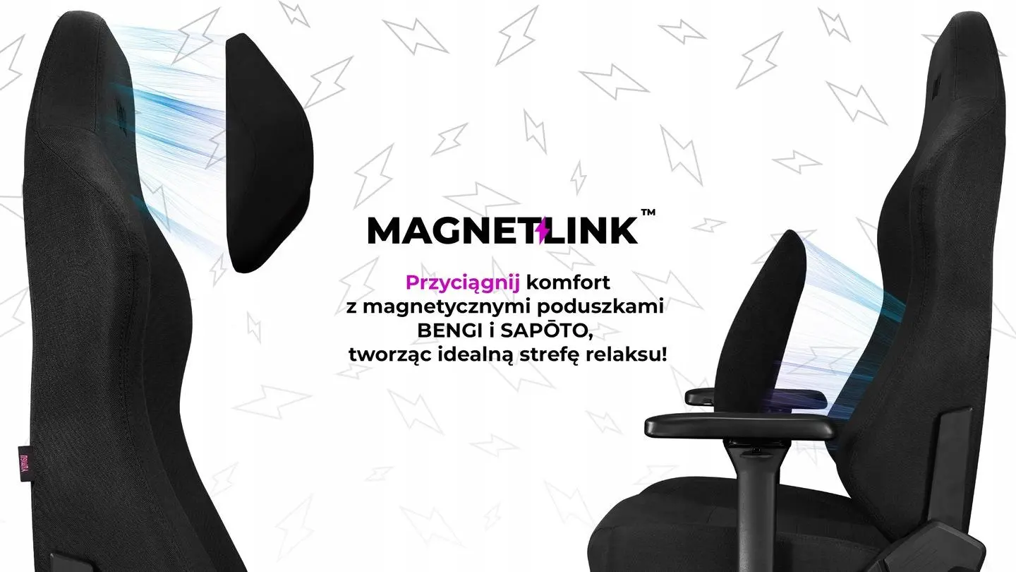 Fotel Yumisu 2054 Magnetic Materiał Biurowy do 150kg Tkanina Czarny