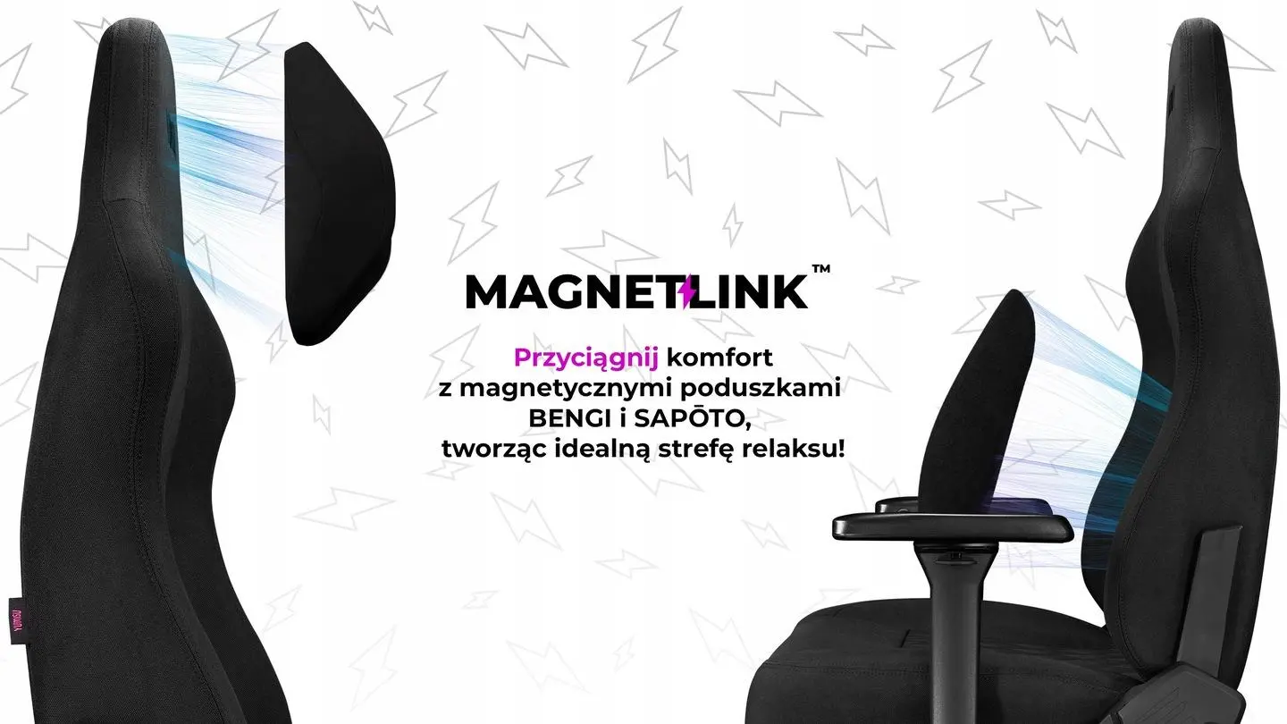Fotel Yumisu 2053 Magnetic Materiał Biurowy do 150kg Tkanina Czarny