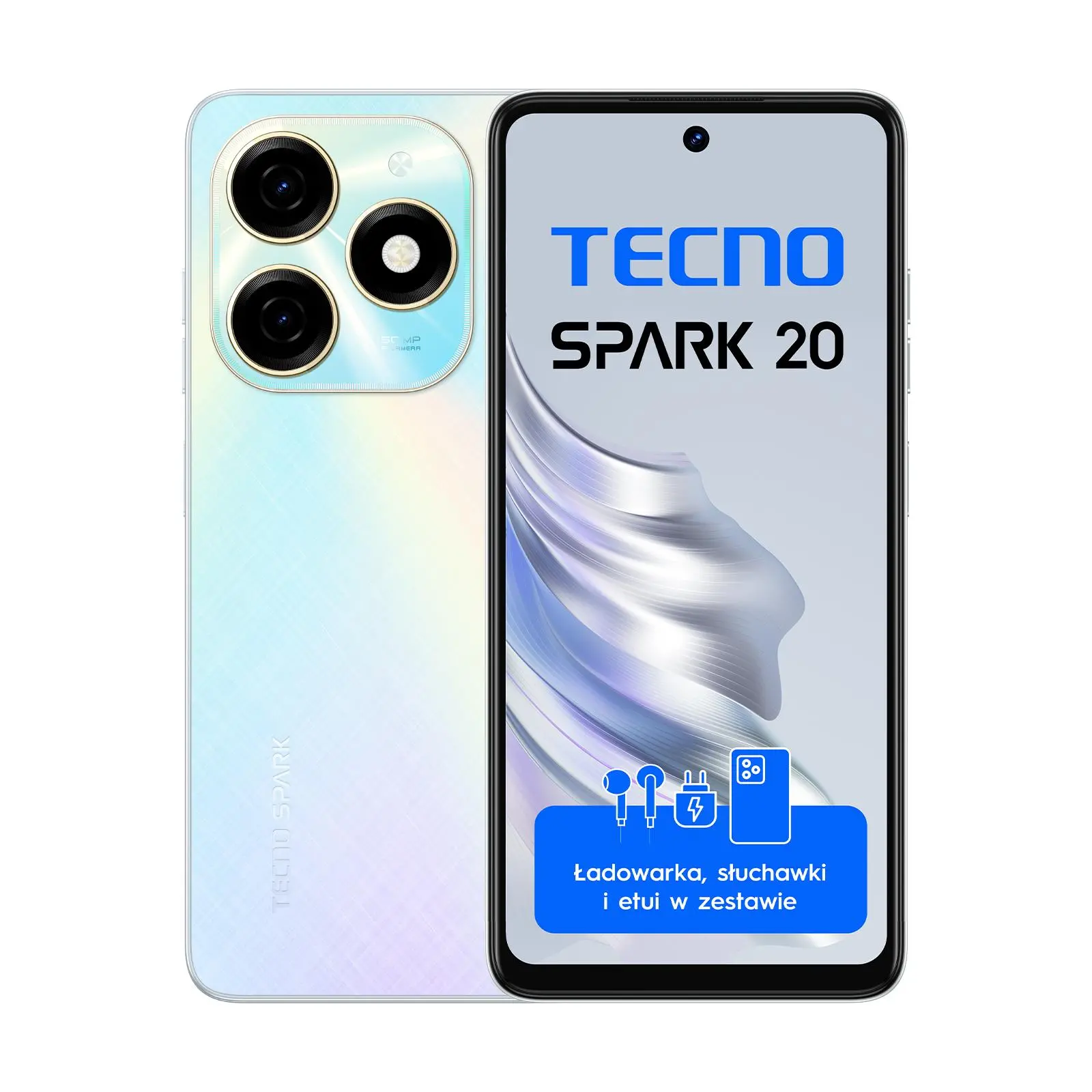 Smartfon Tecno SPARK 20 8/256GB 6,56" 90Hz 13Mpix Biały