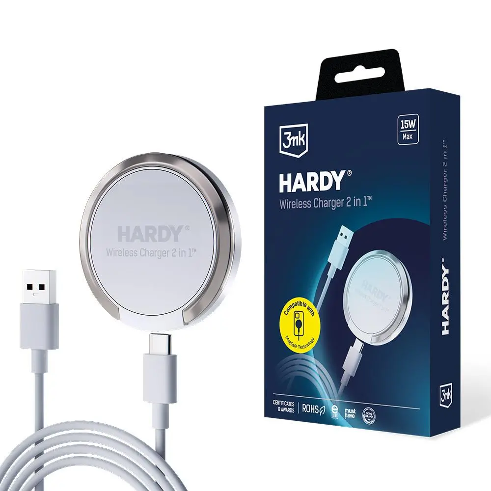 Ładowarka indukcyjna 3mk Hardy Wireless Charger 2in1 15W Biały