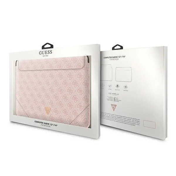 Etui na laptop Guess 4G Uptown Triangle logo GUCS14P4TP 14" Różowy