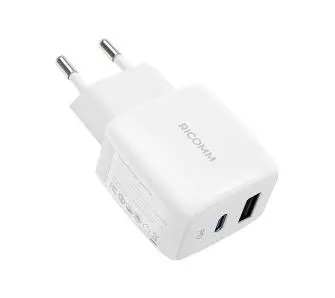 Ładowarka sieciowa Ricomm PD 25W RC252 EU 1xUSB-A 1xUSB-C + kabel USB-C 2.1m Biały