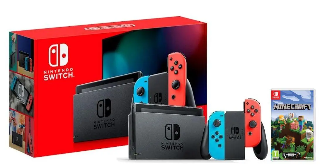 Konsola Nintendo Switch Joy-Con v2 Czerwono-niebieski + Minecraft