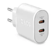 SBS Travel Charger 2xUSB-C PD 20W Biały