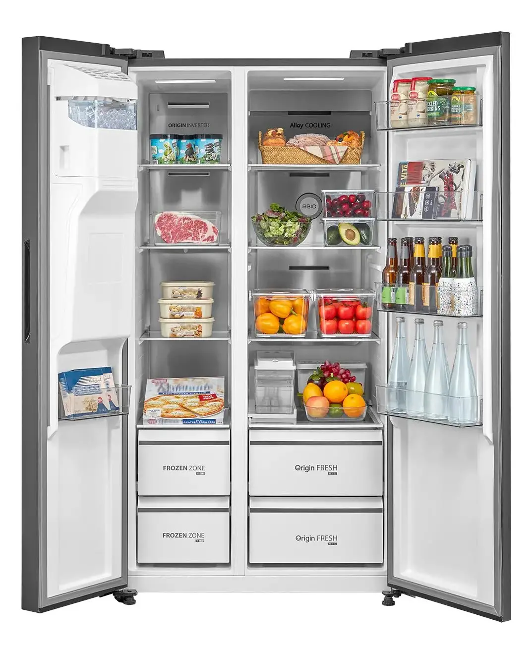 Lodówka Toshiba SBS GR-RS755WI-PMJ(06) Pełny No Frost 177,5cm Dystrybutor wody Zdalne sterowanie Szary