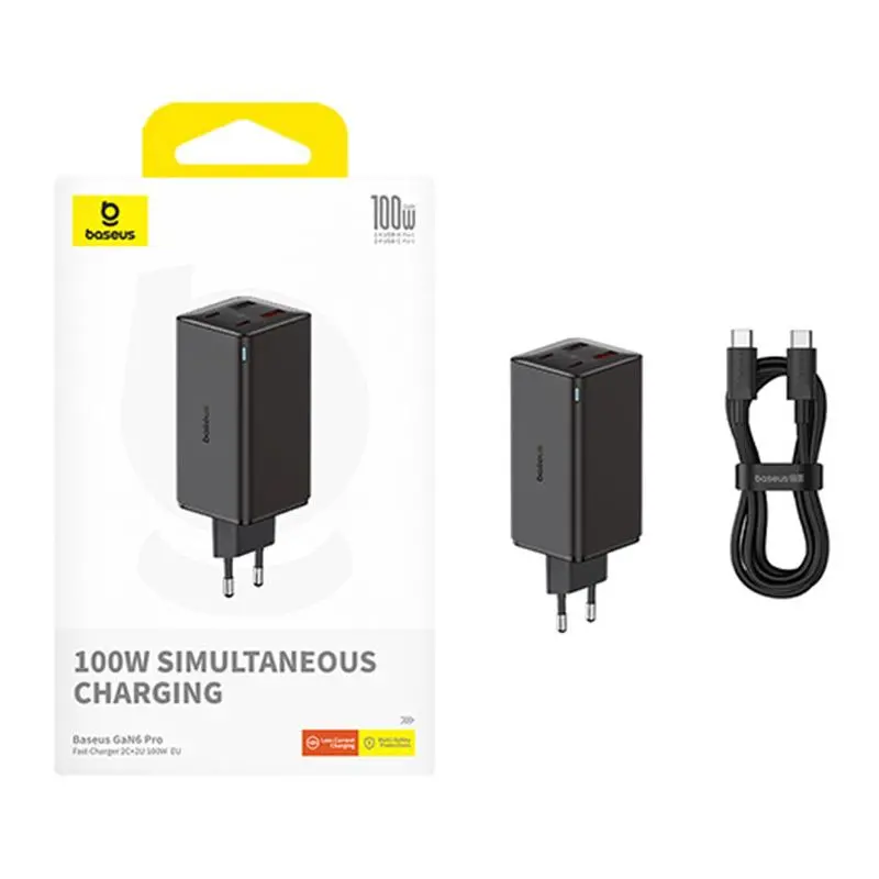 Ładowarka sieciowa Baseus GaN6 Pro 100W Czarny