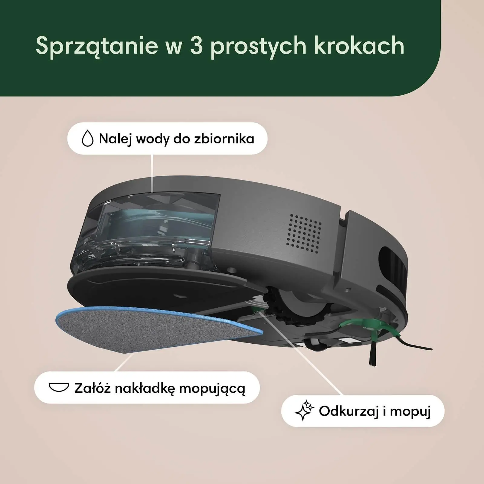 Robot sprzątający iRobot Roomba Combo Essential Funkcja mopowania 68dB