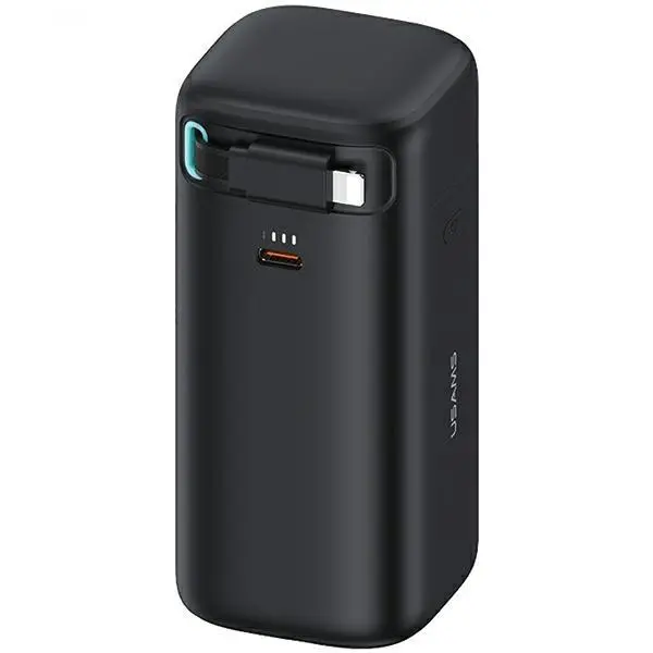 Powerbank USAMS Fast Charge XMF Series ze zwijanym kablem Lightning 18000mAh PD45W Czarny