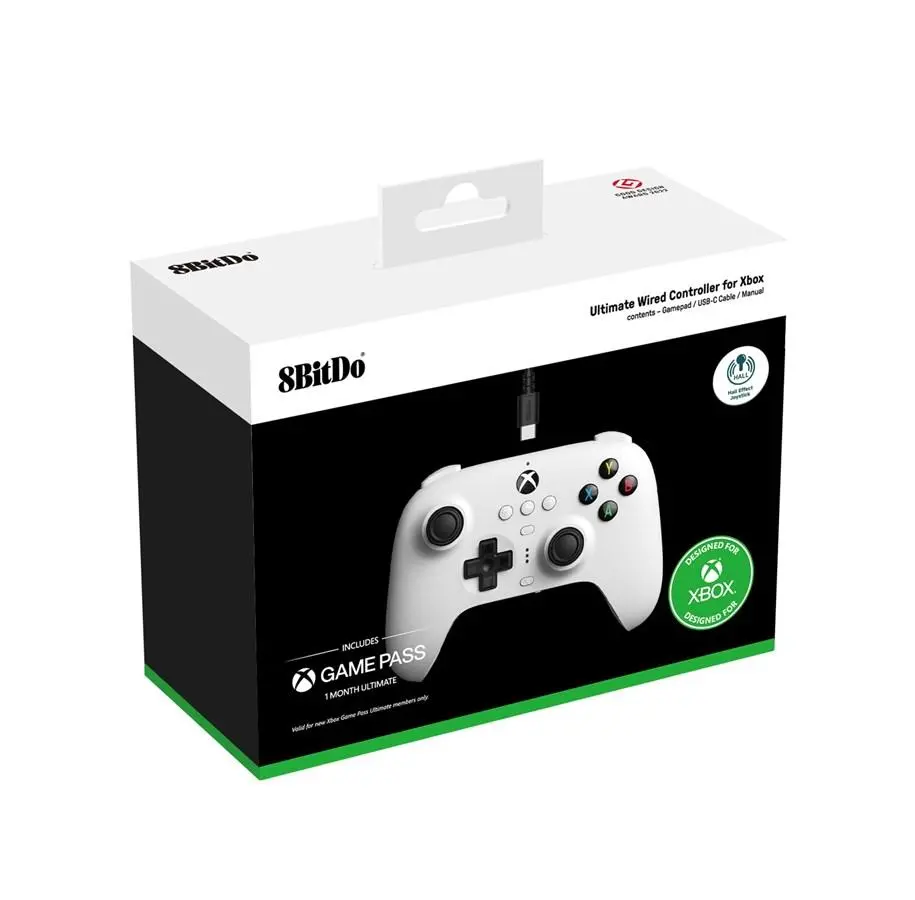 Pad 8BitDo Ultimate Wired Hall Effect do PC, Xbox Series X/S, Xbox One Przewodowy Biały