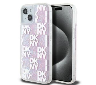 Etui DKNY Liquid Glitter Multilogo do iPhone 15 Różowy