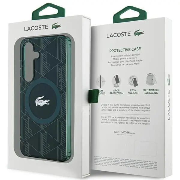 Etui Lacoste IML Blend Monogram MagSafe do Samsung Galaxy S24 Zielony