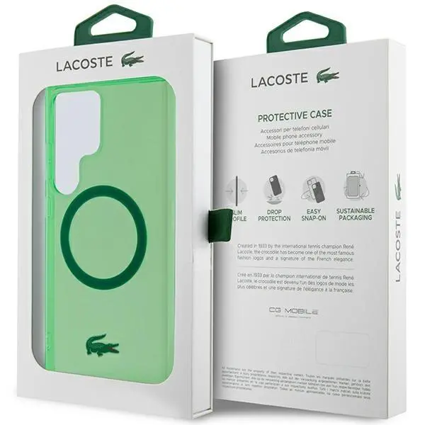 Etui Lacoste Transparent MagSafe do Samsung Galaxy S24 Ultra Zielony
