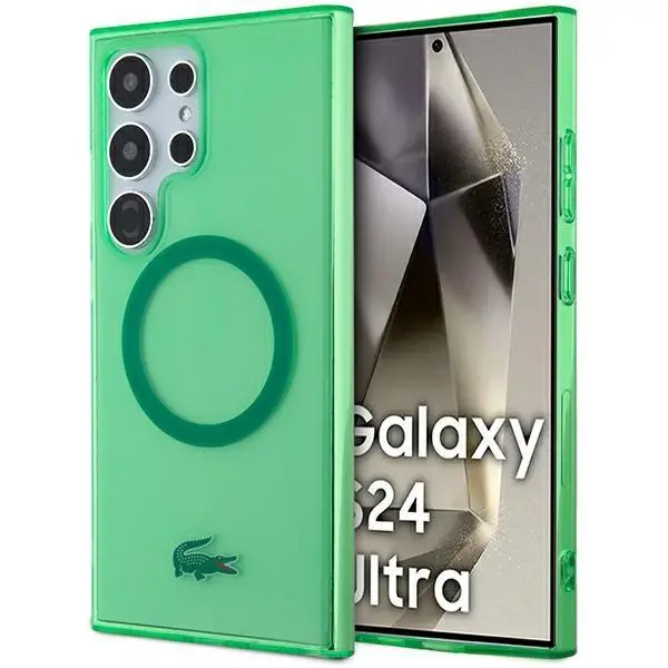Etui Lacoste Transparent MagSafe do Samsung Galaxy S24 Ultra Zielony