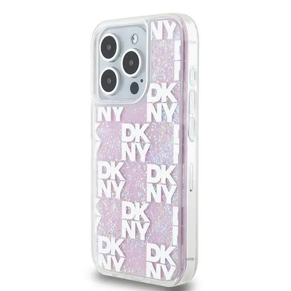Etui DKNY Hardcase Liquid Glitter Multilogo do iPhone 15 Pro Różowy