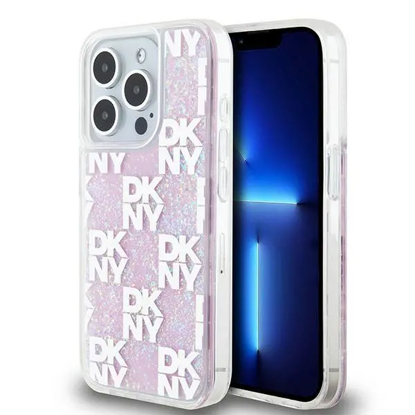 Etui DKNY Hardcase Liquid Glitter Multilogo do iPhone 15 Pro Różowy