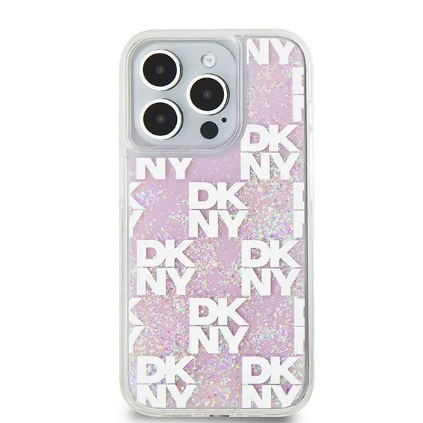 Etui DKNY Hardcase Liquid Glitter Multilogo do iPhone 15 Pro Różowy