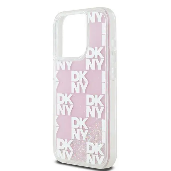 Etui DKNY Hardcase Liquid Glitter Multilogo do iPhone 15 Pro Różowy