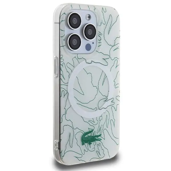 Etui Lacoste LCHMP15XUREH Hardcase Double Layer Repeat MagSafe do iPhone 15 Pro Max Biały
