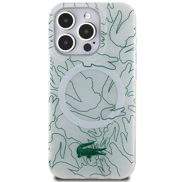Etui Lacoste LCHMP15XUREH Hardcase Double Layer Repeat MagSafe do iPhone 15 Pro Max Biały