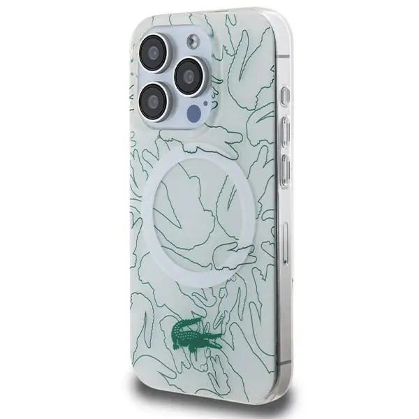 Etui Lacoste LCHMP15XUREH Hardcase Double Layer Repeat MagSafe do iPhone 15 Pro Max Biały