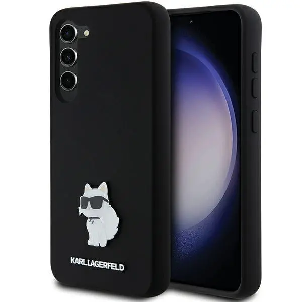 Etui Karl Lagerfeld Hardcase Silicone Choupette Metal Pin do Samsung Galaxy S24+ Czarny