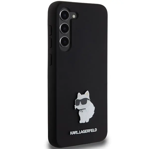 Etui Karl Lagerfeld Hardcase Silicone Choupette Metal Pin do Samsung Galaxy S24+ Czarny