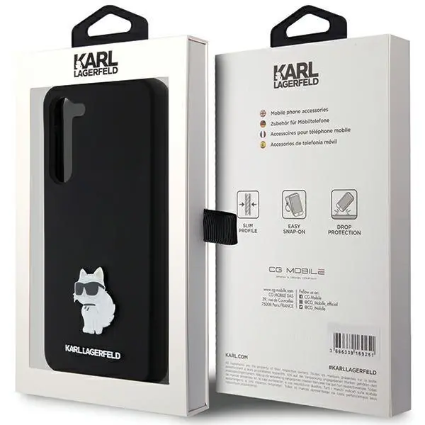 Etui Karl Lagerfeld Hardcase Silicone Choupette Metal Pin do Samsung Galaxy S24+ Czarny
