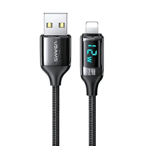 Kabel USAMS U78 Lightning LED Fast Charging 2,4A 1,2m Czarny