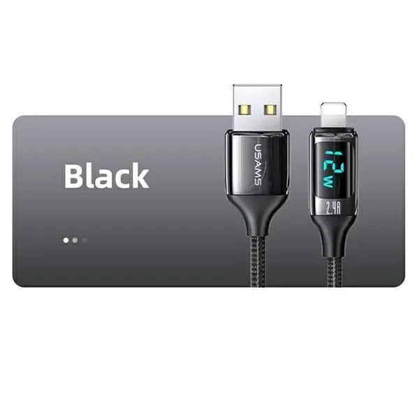 Kabel USAMS U78 Lightning LED Fast Charging 2,4A 1,2m Czarny