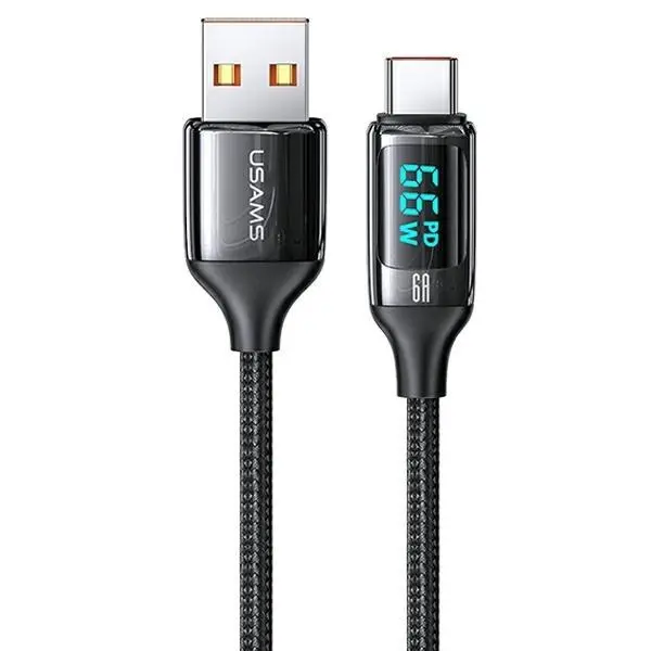 Kabel USAMS U78 USB-C LED Fast Charging 6A 1,2m Czarny