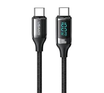 Kabel USAMS U78 USB-C na USB-C LED Fast Charging 100W 3m Czarny