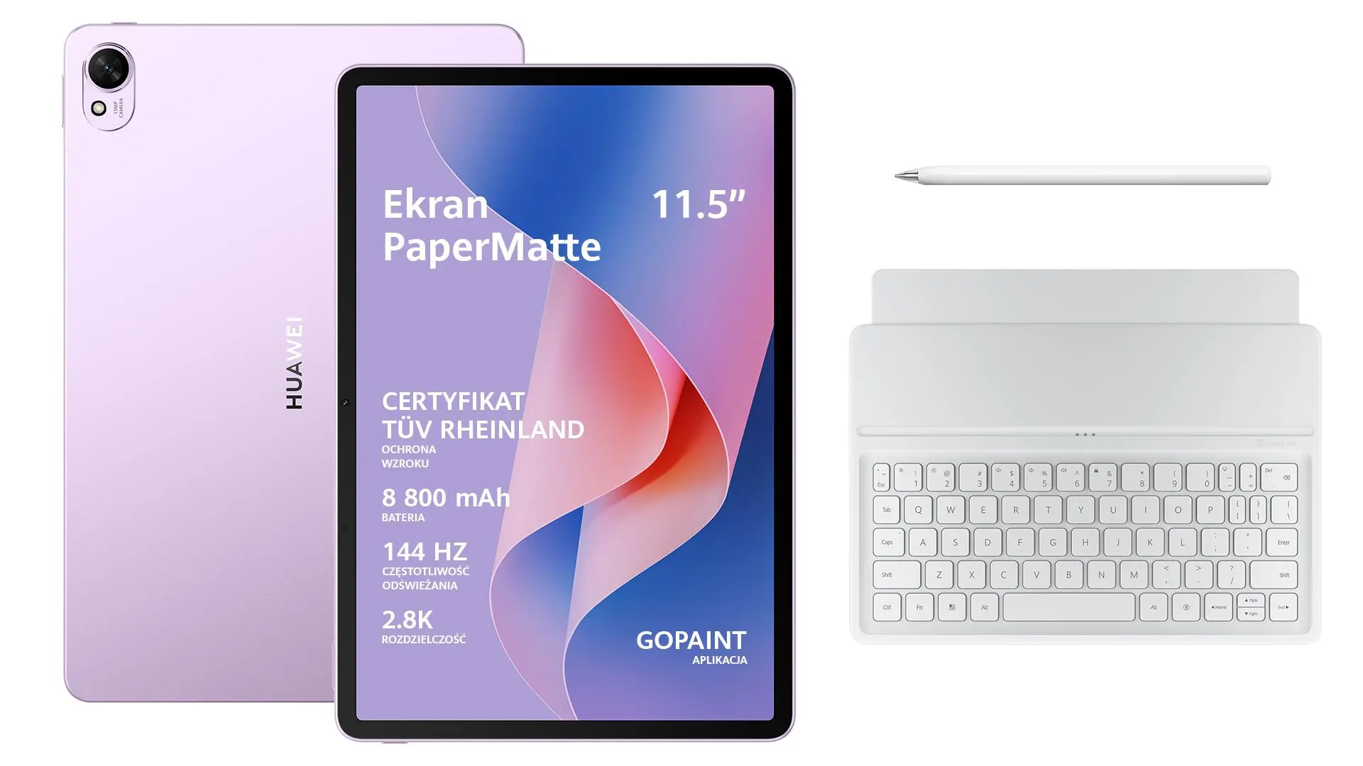 Tablet Huawei MatePad 11,5" S 8/256GB Wi-Fi Violet + Klawiatura Biały + Rysik M-Pencil (3 gen.)