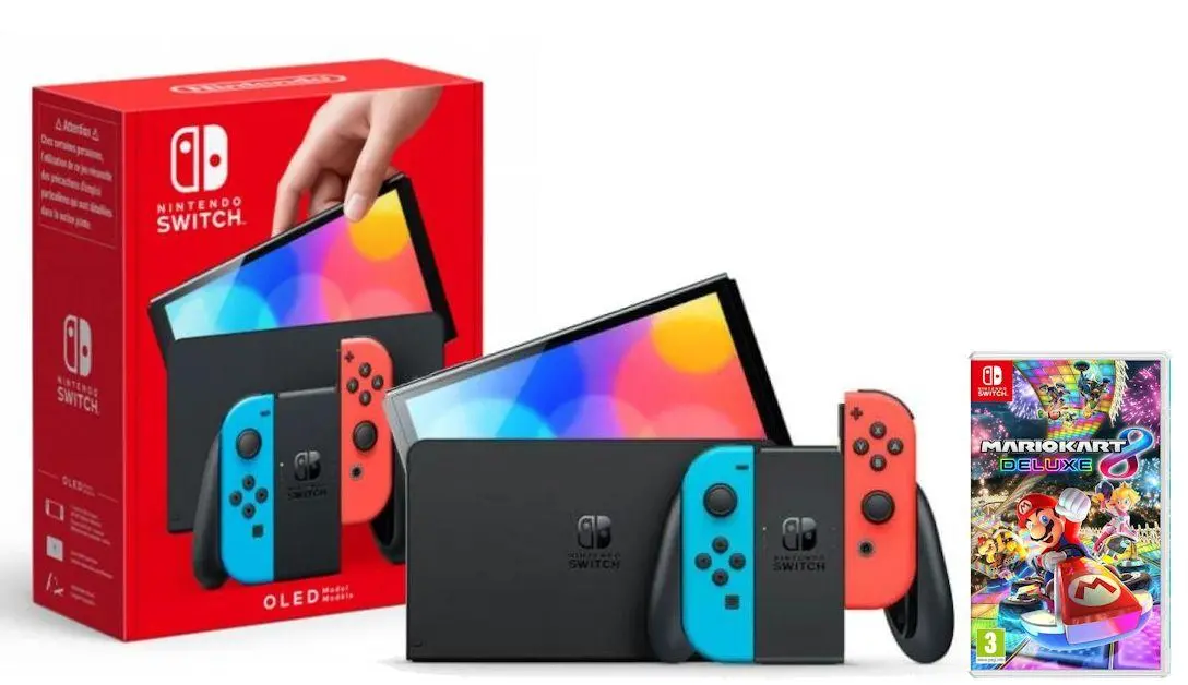Konsola Nintendo Switch OLED Czerwono-niebieski + Mario Kart 8 Deluxe