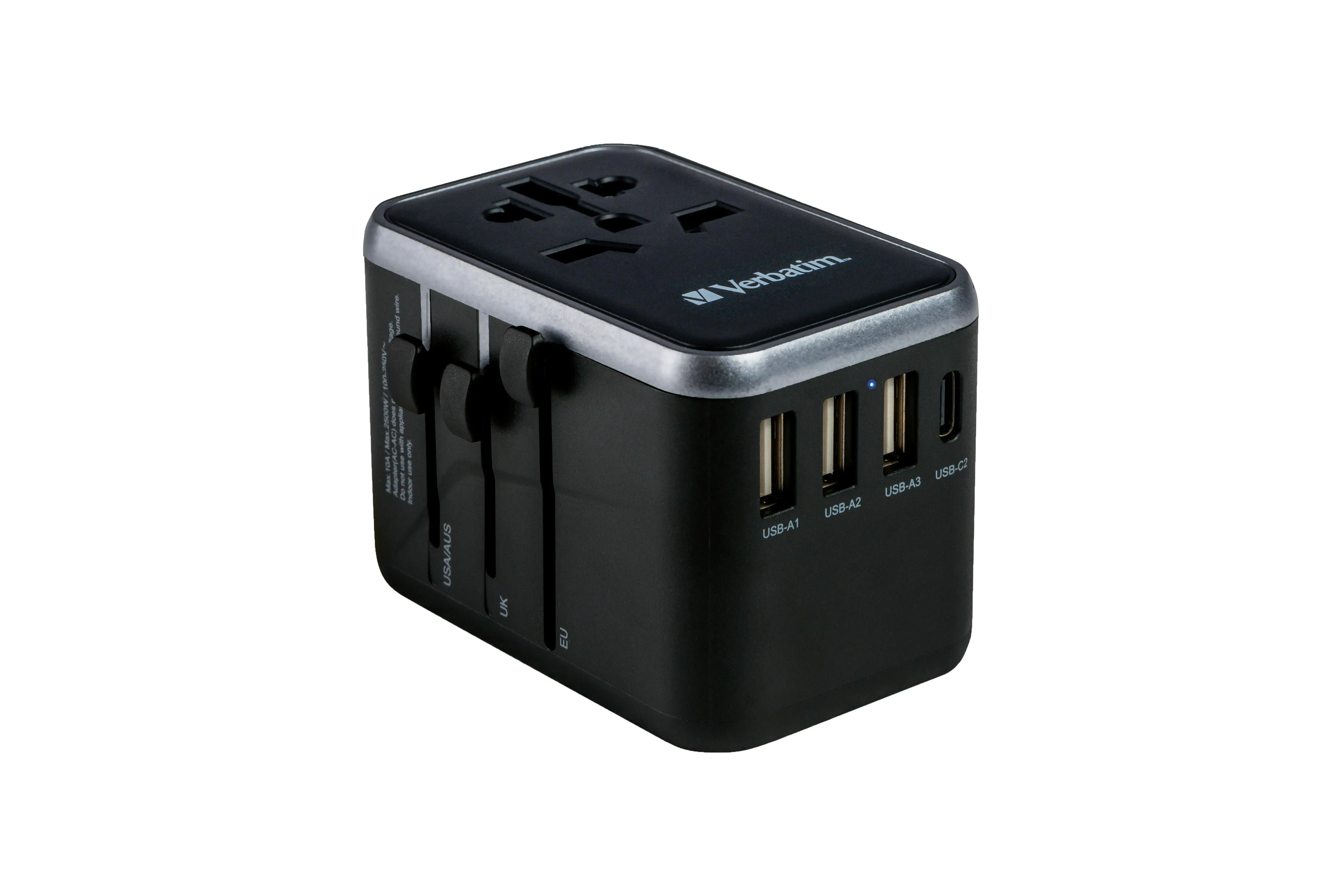 Adapter podróżny Verbatim UTA-04 World to World USB-A USB-C QC 3.0 PD 61W