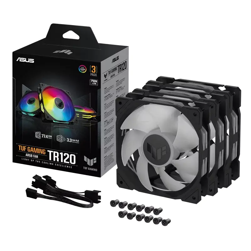 Zestaw wentylatorów ASUS TUF Gaming TR120 ARGB Fan Triple Pack 3szt. Czarny