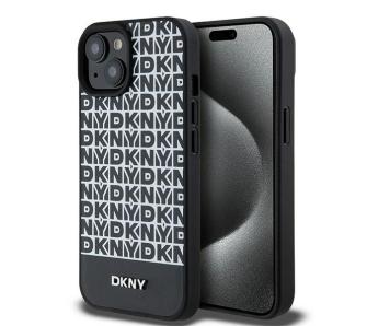Etui DKNY Leather Printed Pattern Metal Logo MagSafe do iPhone 15 Pro Czarny
